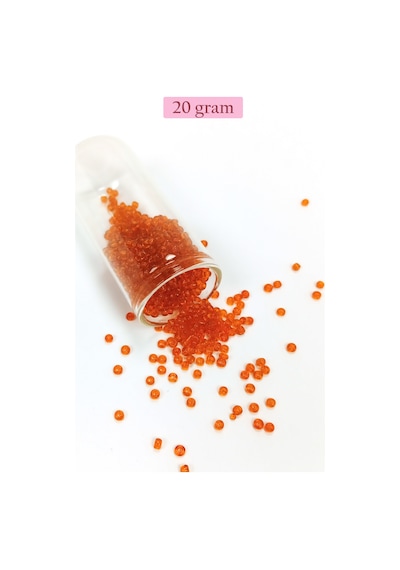 Dökme Cam Kum Boncuk 8/0 3 Mm - 20 Gram - Şeffaf Turuncu - Bnc165