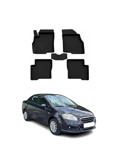 Fiat Linea 2007-2014 Uyumlu 4d Havuzlu Paspas Kauçuk Siyah 5 Parça