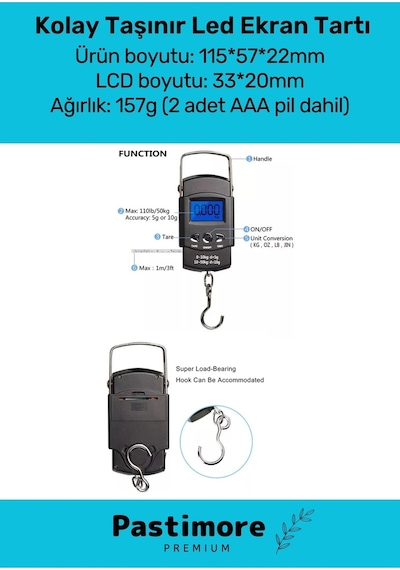 Seyahat Bavul Ağırlık Tartı Dijital Çok Amaçlı Taşınabilir Bagaj Tartısı Max 50 Kg