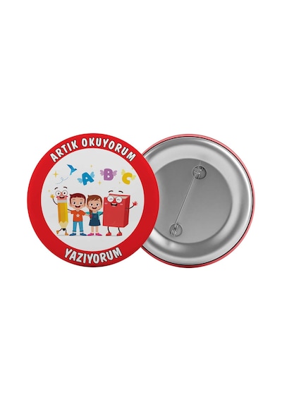 Artık Okuyorum Yazıyorum Çanta Rozeti 20 Adet En Büyük Boy 5.8cm
