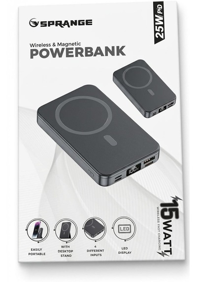 Sprange Sr-p26m 10.000 Mah Magsafe Kablosuz Hızlı Şarj Powerbank Blue