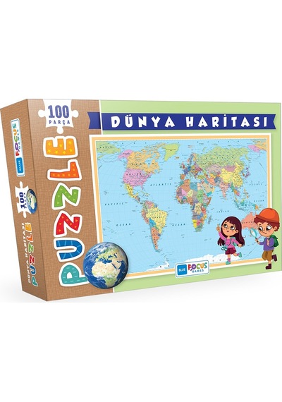 100 Parça Puzzle - Dünya Haritası Puzzle