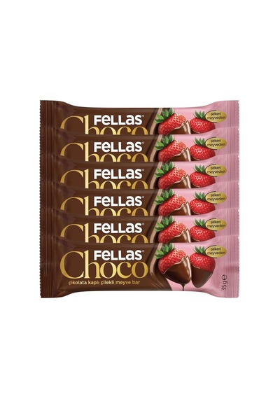 Çikolata Kaplı Meyve Bar Çilek 35gr X6