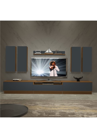 Decoraktiv Trendstyle 8ds Mdf Tv Ünitesi Tv Sehpası Ceviz - Antrasit