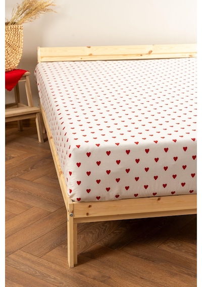 Soley Mix & Match Hearts %100 Pamuk Tek Kişilik Düz Çarşaf Kırmızı