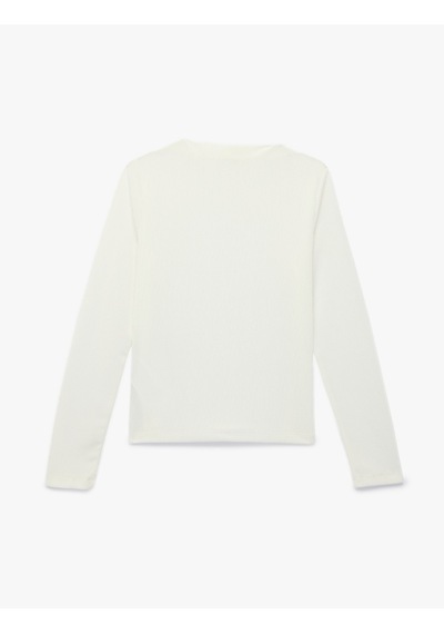 Koton Dik Yaka Uzun Kollu Slim Fit Ribanalı Tişört Ekru 6skg10448ak Ekru