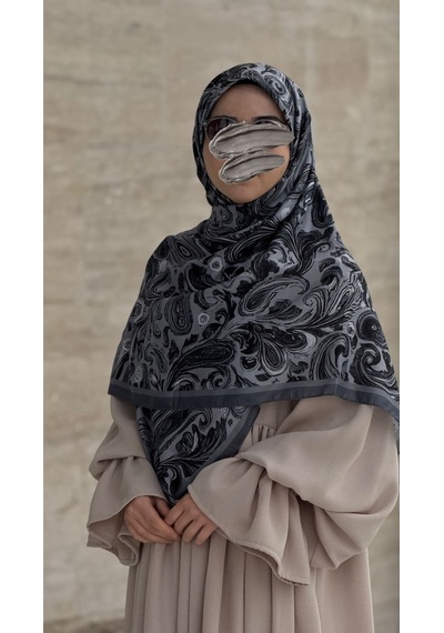 Qalortex Scarf Pamuklu Soft Açelya Desen Eşarp-siyah