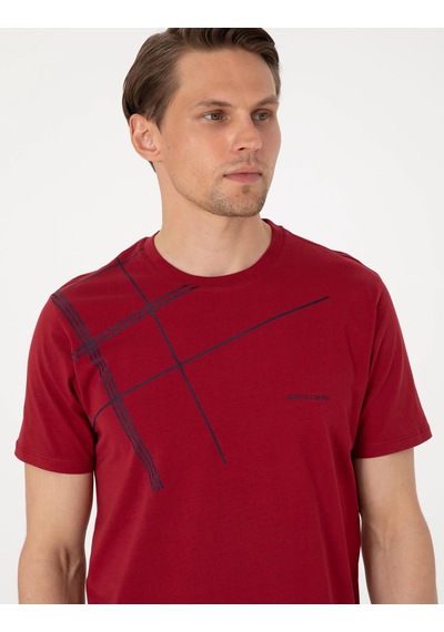 Pierre Cardin Erkek Kısa Kollu Bisiklet Yaka Pijama Takım Bordo