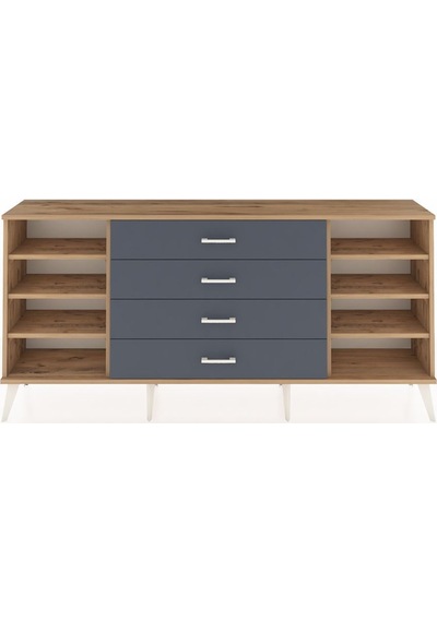 Arges Konsol 6 Raflı 4 Çekmeceli 176x30x83 Çam-çam/antrasit Çam/antrasit Arges Konsol 6 Raflı 4 Çekmeceli 176x30x83 Çam-çam/antrasit Çam/antrasit