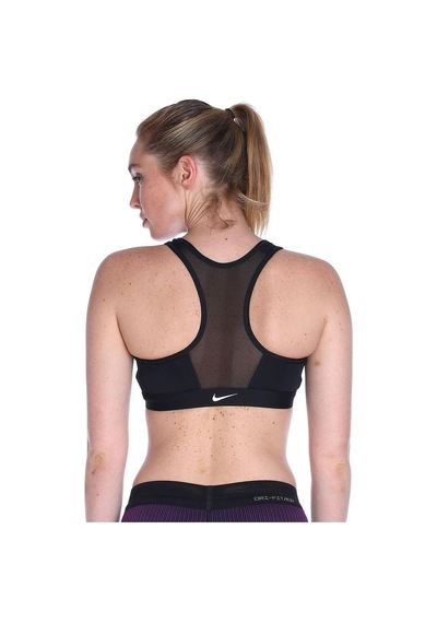 Swoosh Orta Destekli Dolgulu Önü Fermuarlı Kadın Spor Sütyeni Dd1205-010 Siyah