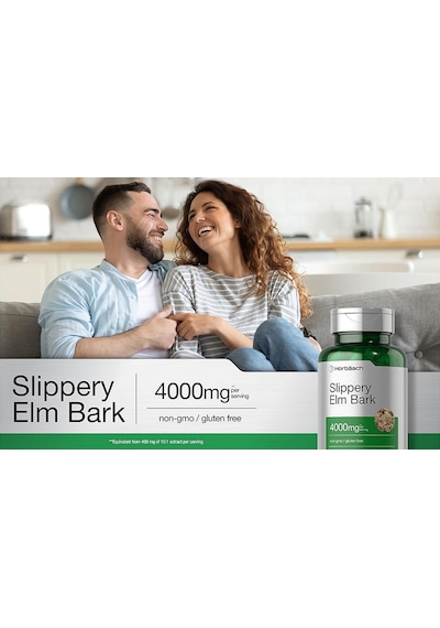 Horbäach Slippery Elm Bark 200 Capsules Non-gmo Gluten Free. Aromasız