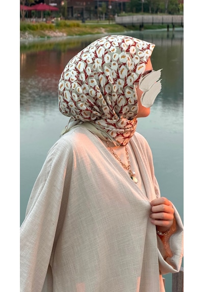 Qalortex Scarf Pamuklu Pera Desen Eşarp - Fıstık