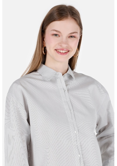 Colin's Colins Normal Kesim Shirt Yaka Çizgili Beyaz Kadın Uzun Kol Gömlek Cl1068914 Q1.v1 Ofw Beyaz