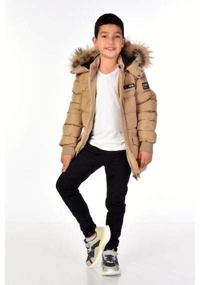 Benitto Kids Natürel Kürklü Erkek Çocuk Şişme Mont 51246-bej Bej