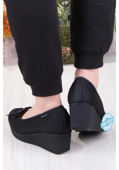 Fort King Annabel Rahat Hafif Anatomic Insole Taban Dolgu Topuk Kadın Ayakkabı Siyah