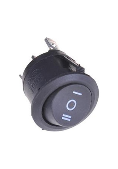 Alkatroni Yuvarlak 3 Pin Anahtar Rocker Switch Mini Buton Siyah 3 Durumlu 23 MM