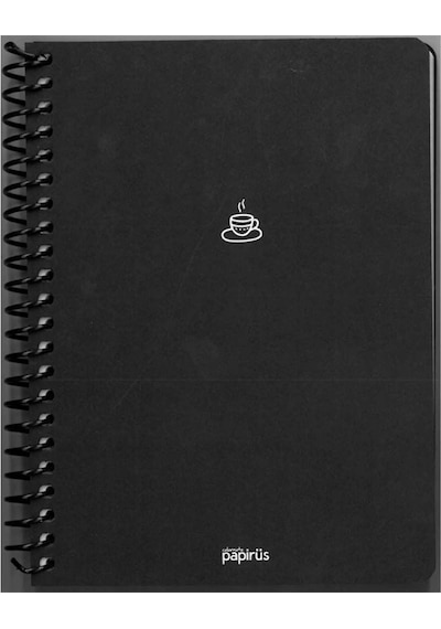 Papirüs Mini Siyah Spiralli Sert Kapak 14x19 80yp. Çizgisiz Defter Standart