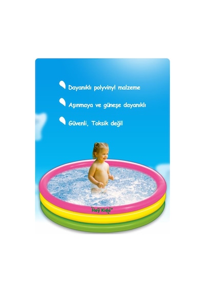 Heykida Şişme Tabanlı 3 Boğumlu Pompalı Havuz 114x25 Cm Mavi - Kırmızı