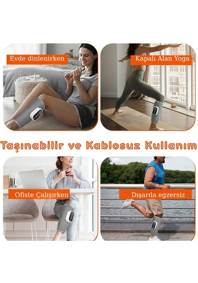 2'li Şarjlı Isıtıcılı Hava Basınçlı Masaj Aleti Kol Bacak Ayak Baldır Masaj Cihazı 3 Modlu Rahat Gri