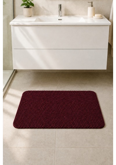 Yıkanabilir Banyo Paspası Kaymaz Taban Su Emici Duş Önü Lavabo Önü Tuvalet Önü Banyo Halısı 40x60 Cm Kırmızı