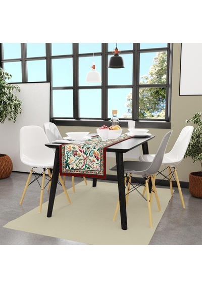 Colorful Leaves Runner 140x45cm Ince Keten, Uluslararası Yıkama Ve Solmama Sertifikası Çok Renkli