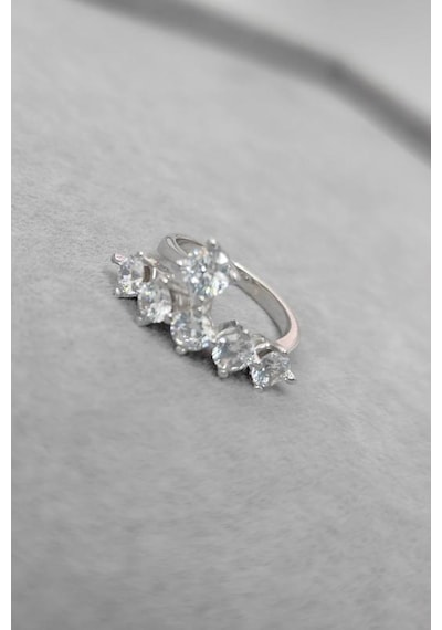 Swarovski Taşlı 6 Sıra Gümüş Yüzük