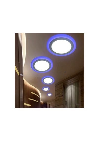 2 Adet Çift Renkli Hero Led Panel 3+3 Watt Dış Çapı 10 Cm Mavi-beyaz İki Renkli Tavan Spot Lambası Abanoz