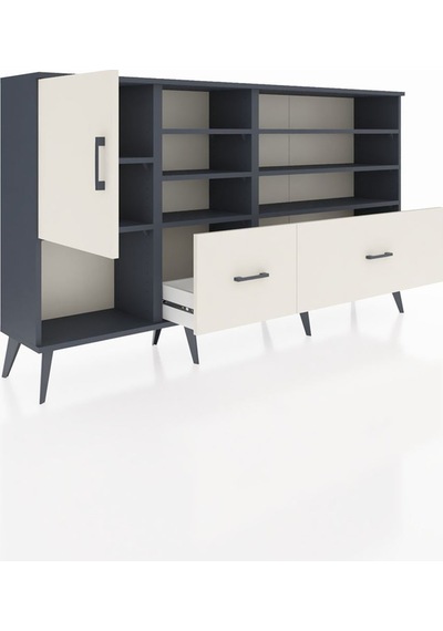 Arges Konsol 8 Raflı 2 Çekmeceli Tek Kapaklı 176x30x99 Antrasit-aytaşı Aytası - Antrasıt Arges Konsol 8 Raflı 2 Çekmeceli Tek Kapaklı 176x30x99 Antrasit-aytaşı Aytası - Antrasıt