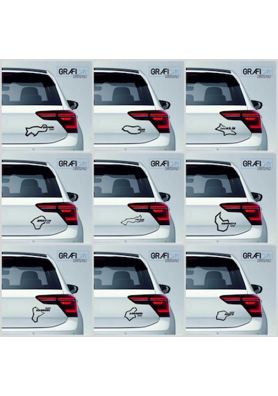 Harita Yarış Pisti Görünüm Sticker 2'Li Paket - 81 Il Parlak Siyah