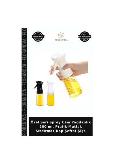 Özel Seri Sprey Cam Yağdanlık 200 Ml. Pratik Mutfak Sızdırmaz Kap Şeffaf Şişe Çok Renkli