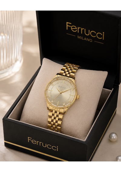 Ferrucci Milano Fc71705 Gold Renk Çelik Kordon&kasa Kadın Kol Saati+bileklik Hediyeli