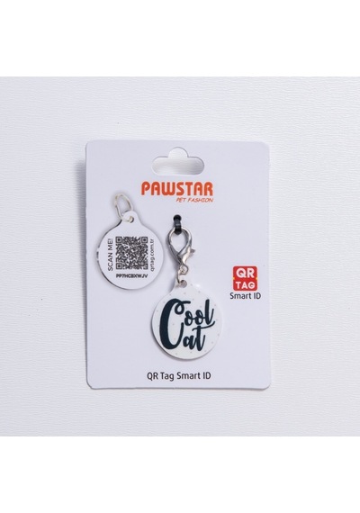 Cool Desenli Qr Tag Evcil Hayvan Künyesi İsimlik Pet Tag Köpek Künyesi Kedi Künyesi Qr Kodlu Künye Beyaz