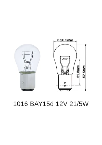 Oto Ampul 1016 Bay15d 12v 21/5w Çift Duyarlı Düz Tırnak Şeffaf Işık Arka Stop Fren Ve Sinyal Lambası Standart Halojen Inwells Inw001 030 10 Adet