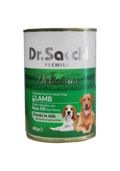 Dr.Sacchi Premium Delicious Kuzu Etli Konserve Yetişkin Köpek Maması 12 x 400 G