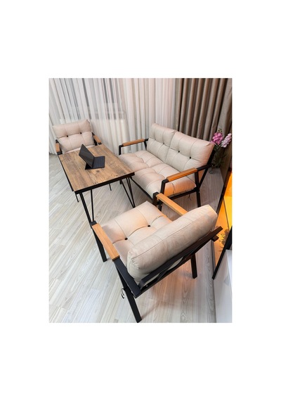 Houseart Menekşe Balkon, Bahçe,teras,cafe - Salon - Metal Kanepe Koltuk Takımı - 2 1 1 Sehpa Krem Houseart Menekşe Balkon, Bahçe,teras,cafe - Salon - Metal Kanepe Koltuk Takımı - 2 1 1 Sehpa Krem