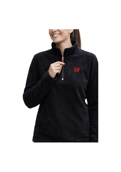 Walke Premium Kadın Yarım Fermuarlı Outdoor Spor Polar Ceket Siyah