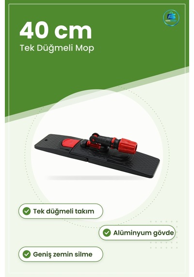 Palet Mop Aparatı 40cm Tek Düğmeli Paspas Başlığı Zemin Silme Tem