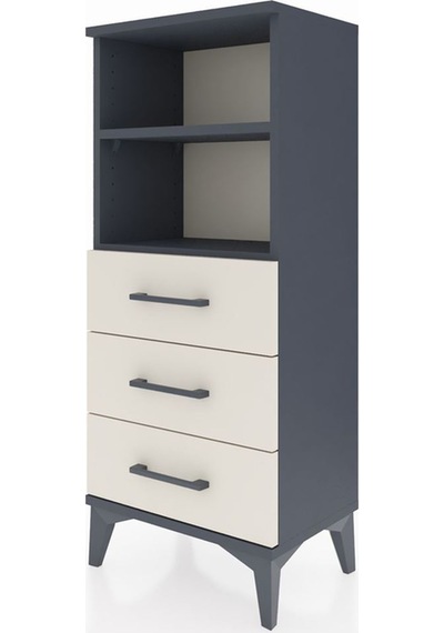 Arges Komodin 2 Raflı 3 Çekmeceli 44x30x106 Antrasit-aytaşı Antrasit