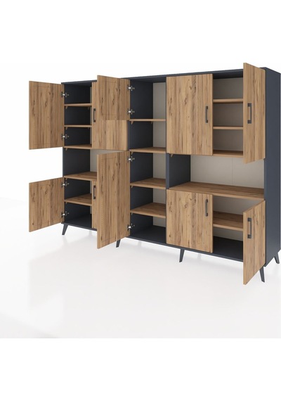 Hyperion Dolap 14 Raflı 10 Kapaklı 220x44x163 Antrasit-çam Atlas Çam - Antrasit Hyperion Dolap 14 Raflı 10 Kapaklı 220x44x163 Antrasit-çam Atlas Çam - Antrasit