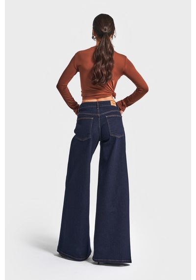 it's basic Kadın İndigo Renk 7w5-50 Süper Palazzo Fit Esnek Elastan Kumaş Denim Jean