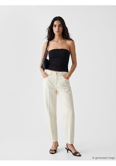 Lcw Vision Ekru Barrel Fit Kadın Jean Pantolon