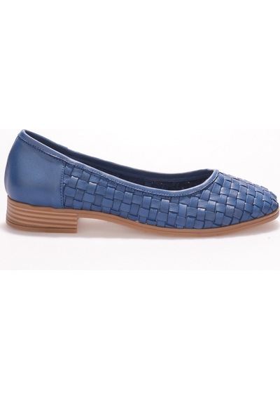 Analin Shoes Kadın Hakiki Deri Örgü Detaylı Babet Mavi Analin Shoes Kadın Hakiki Deri Örgü Detaylı Babet Mavi