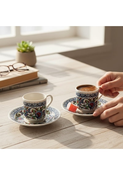 Tulu Topkapı Porselen Fincan Takımı 12 Parça çok renkli