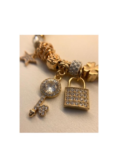 Charm Şık Çelik Kelepçe Bileklik Sarı Sarı