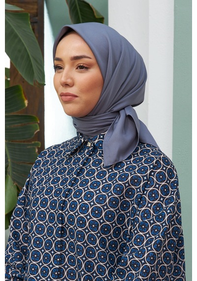 Silk Home Düz Renk Twill Eşarp Füme