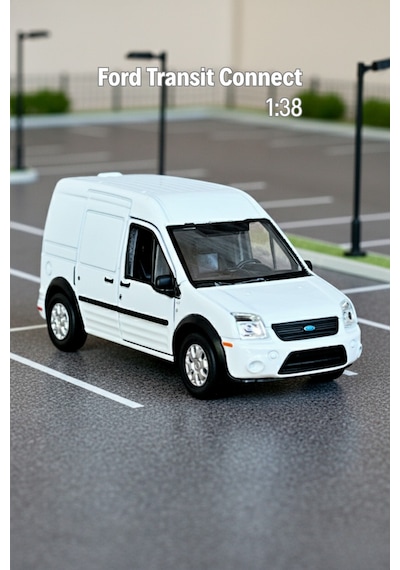 Beyaz 1:38 Ölçek Die Cast Kapıları Açılır Lisanslı Ford Transit Connect Oyuncak Metal Model Araba Çok Renkli