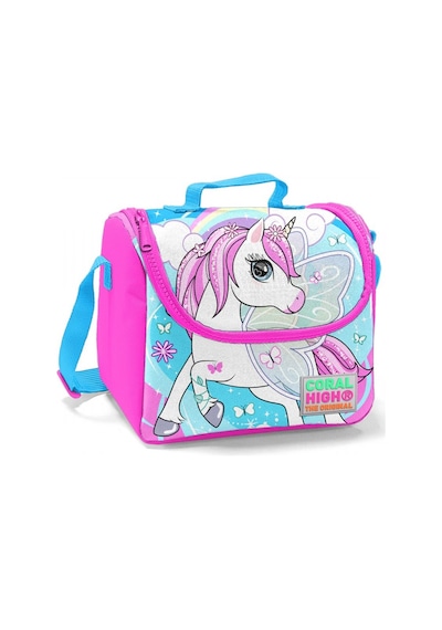 Coral High Pembe-Mavi Unicorn Baskılı Termoslu Beslenme Çantası -