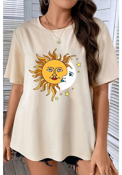 Unisex Larks' Tongues In Aspic Baskılı Tasarım Tshirt Bej