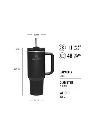 Stanley Quencher H2.o Flowstate Tumbler Pipetli Termos Bardak 1.18 Lt Black 3.0