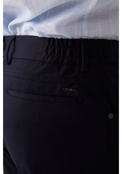 Erkek Lacivert Ultra Esnek Rayon Karışımlı Kanvas Pantolon